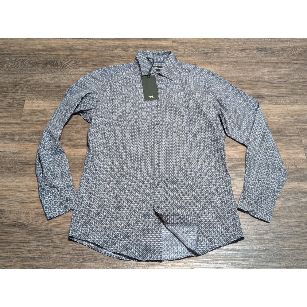 Rodd & Gunn Maxwell Pass LS SF Shirt Midnight Blue Geometric Italian Fabric